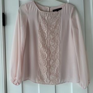White House Black Market Blush Lace Blouse
